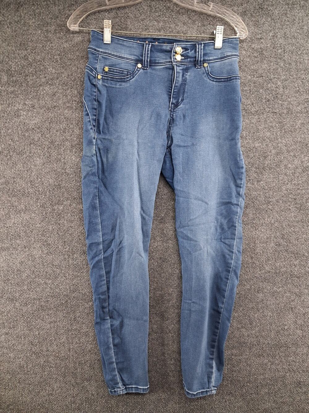 Iman Global Chick Jeans Womens 4P Petite Medium Wash Stretch Denim Blue